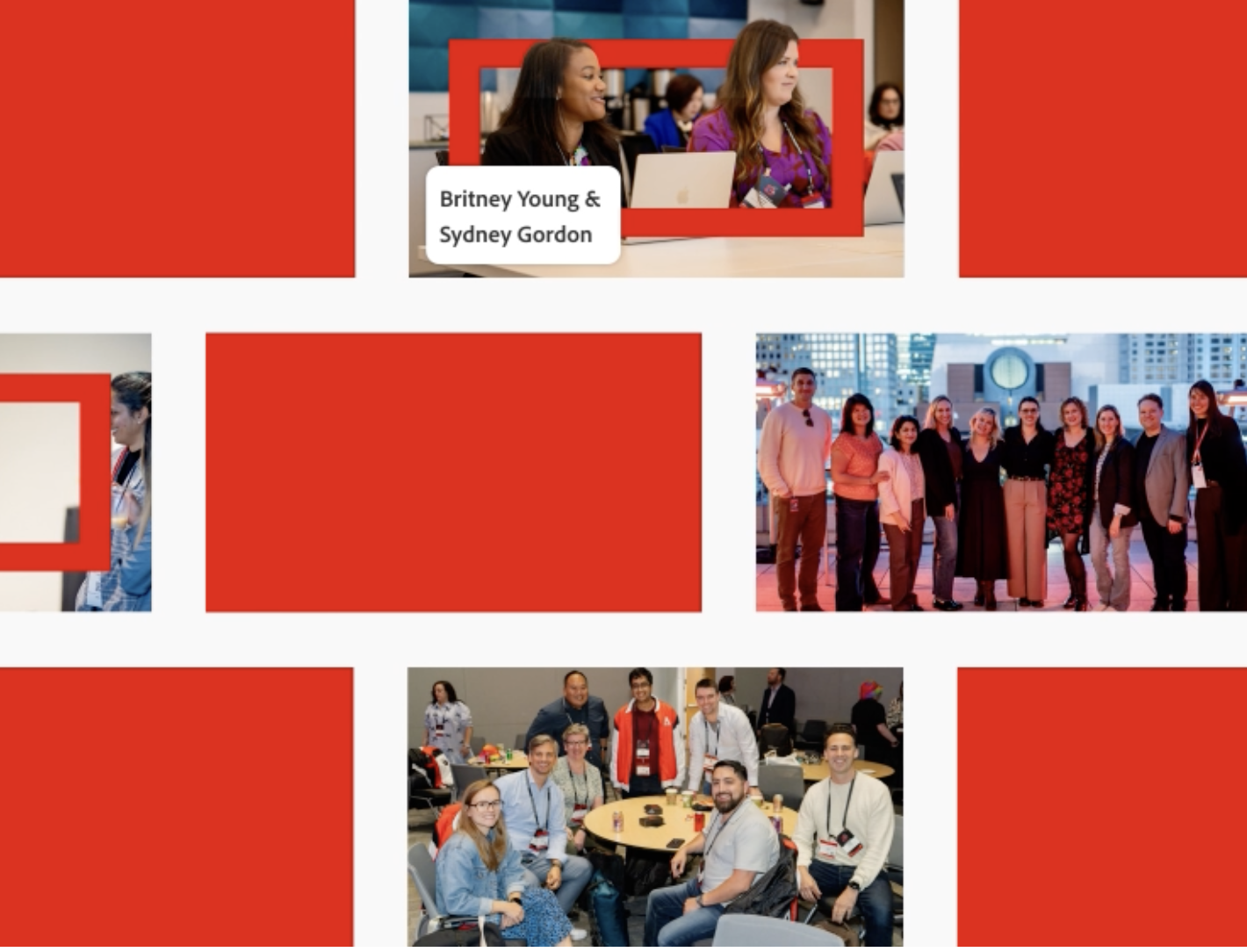 Adobe event collage showing team collaboration and roundtable discussions